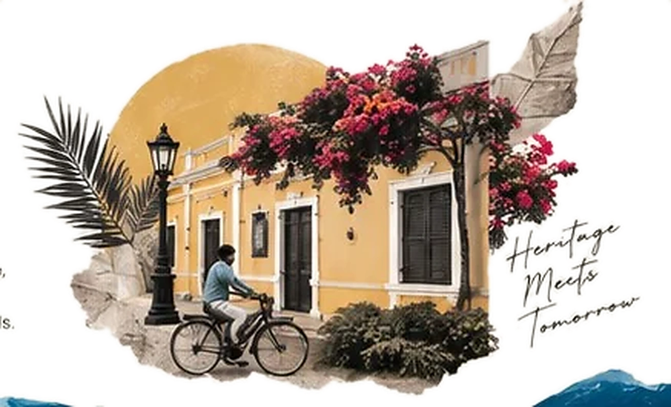 Cycling through colourful White Town