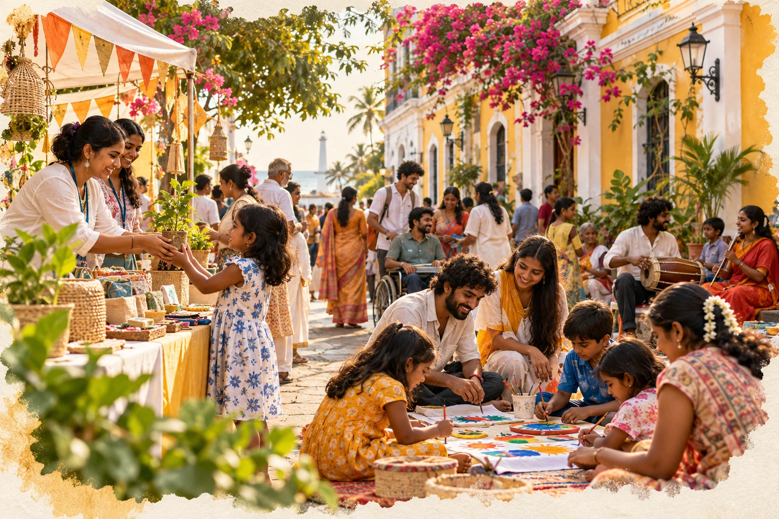 Families and volunteers taking part in Pondy for Good